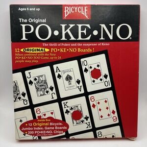 Bicycle PO-KE-NO Pokeno Poker Keno Board Original Game 100% Complete w/ Chips